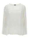 PLAIN WHITE LONG-SLEEVED BLOUSE IN STRETCH SILK WOMAN
