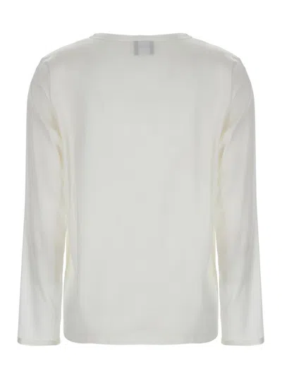 Plain White Long Sleeves Blouse In Silk Woman