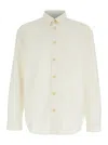 Plain Long-sleeved Shirt With Classic Collar And Contrasting Buttons In White