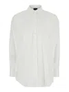 Plain White Shirt With Classic Collar In Cotton Blend Stretch Woman In White