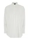 Plain White Shirt With Classic Collar In Cotton Blend Stretch Woman In White