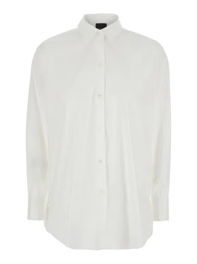 PLAIN WHITE SHIRT WITH CLASSIC COLLAR IN COTTON BLEND STRETCH WOMAN