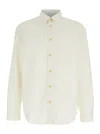 Plain Long-sleeved Shirt With Classic Collar And Contrasting Buttons In White