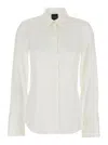 Plain White Shirt With Pointed Collar And Concealed Button Closure In Silk Woman In White