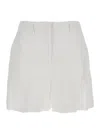 Plain Relaxed Fit Linen Shorts With Concealed Front Closure In White