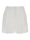 Plain Relaxed Fit Linen Shorts With Concealed Front Closure In White