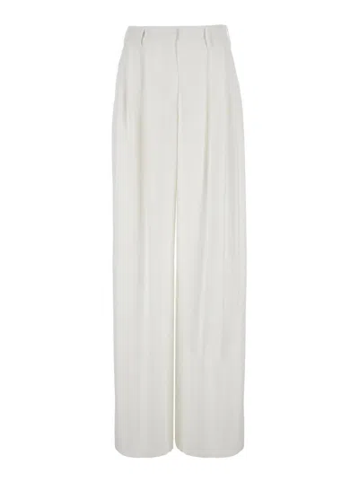 Plain White Wide Pants With Pences