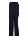 Plain Blue Pants With Rear Elastic Waist And Wide Leg In Tech Fabric Woman