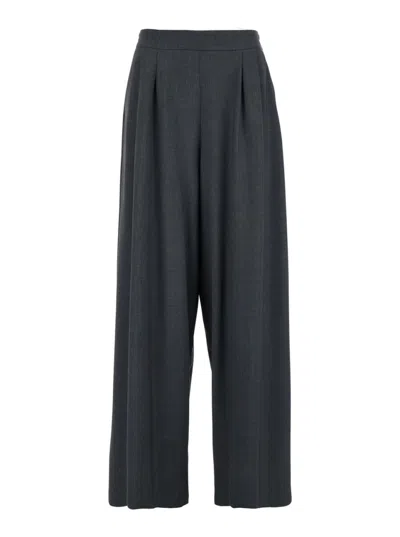 PLAIN PLAIN WIDE-LEG GREY PANTS WITH HIGH WAIST