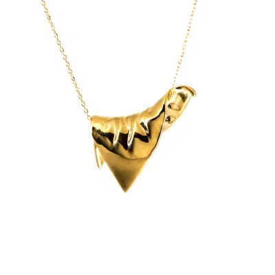 Plaitly Women's Gold Plié Pendant Draped Triangle Medium