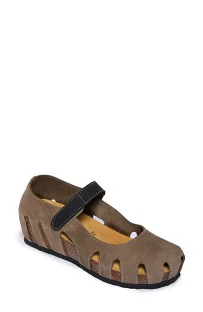 Plakton Anna Sandal In Nobuck Sa Kaki Black