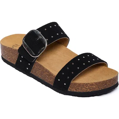 Plakton Claire Double Strap Slide Sandal In Black