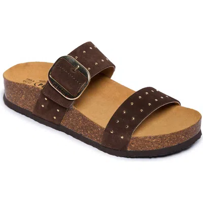 Plakton Claire Double Strap Slide Sandal In Brown