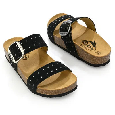 Plakton Claire Slide-on Adjustable Sandals In Black