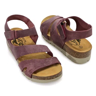 Plakton Comodoro Leather Wedge Sandals In Purple
