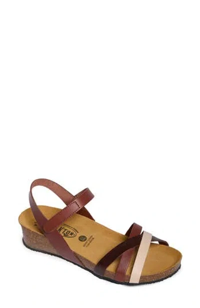 Plakton Lane Sandal In Vaquetilla Cream Corcho Marron