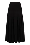 Plan C Flared Silhouette High-waisted Knit Midi Skirt