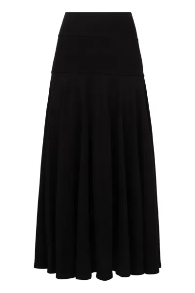 Plan C A-line Midi Skirt In Black