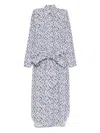 Plan C Abito Lungo Collo Camicia In Blu Bianco