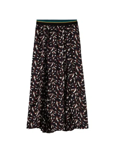 Plan C Abstract-print Pleated Midi Skirt In Multi
