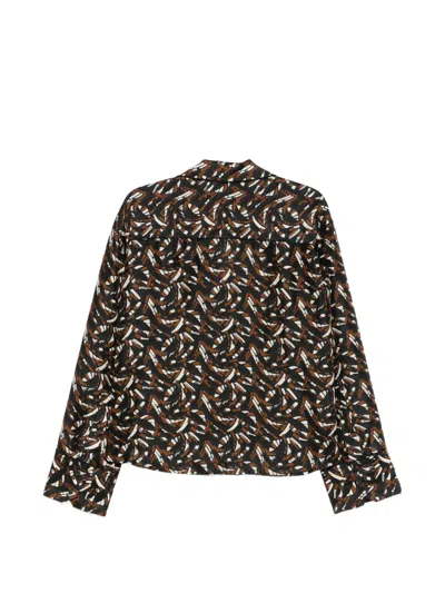 Plan C Abstract-print Silk Shirt In Brown