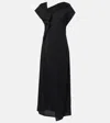 Plan C Asymmetric Draped Midi Dress In Schwarz