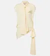 Plan C Asymmetric Tie-neck Blouse In Yellow
