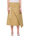 Plan C Asymmetrical Flared Skirt With Front Tie Detail In Neutrals