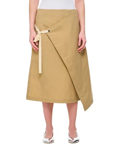 Plan C Asymmetrical Flared Skirt With Front Tie Detail In Neutrals