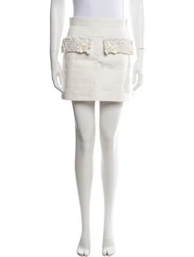 Pre-owned Plan C Beaded Accents Mini Skirt W/ Tags In White
