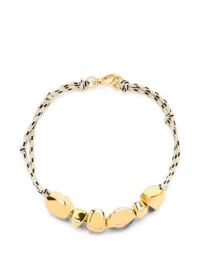 Plan C Beaded-detail Cord Necklace In Gold