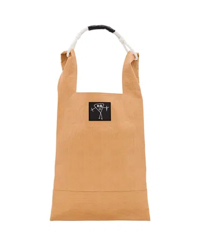 Plan C Beige Braided Handle Leather Shopper Bag