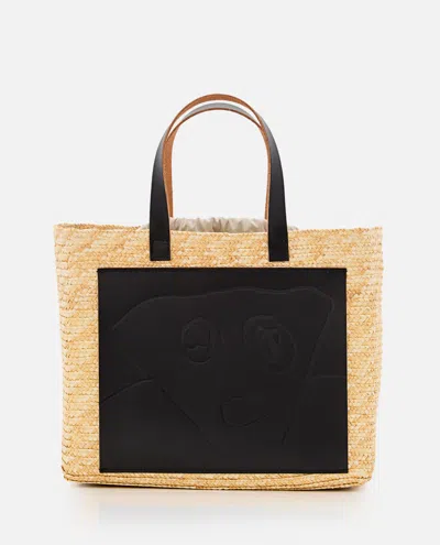 Plan C Beige Straw Tote