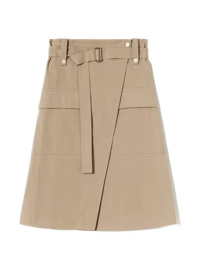 Plan C Belt Pocket Skirt In Brown