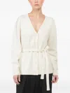 Plan C Belted Cardigan In White