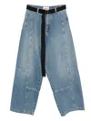 Plan C Belted Jeans In Blue