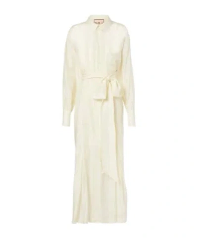 Plan C Belted Silk Shirtdress In White