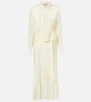 Plan C Belted Silk Shirtdress In White