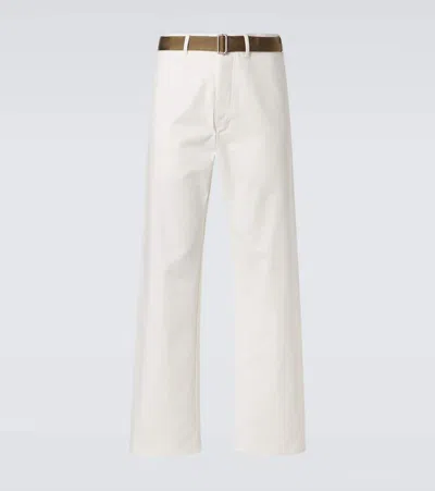 Plan C Belted Straight Jeans In White