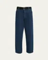 Plan C Belted Wide-leg Denim Trousers In Indigo