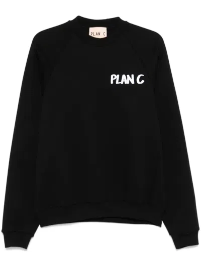 Plan C Bianca-print Sweatshirt In Black