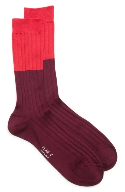 Plan C Bicolor Ribbed Socks In Multi