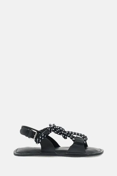 PLAN C WOMEN BLACK OPEN-TOE SANDALS