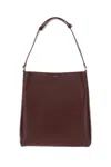 Plan C Bordeaux Leather Shopper Bag With Adjustable Handle In Brown