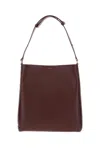 Plan C Bordeaux Leather Shopper Bag With Adjustable Handle In Brown