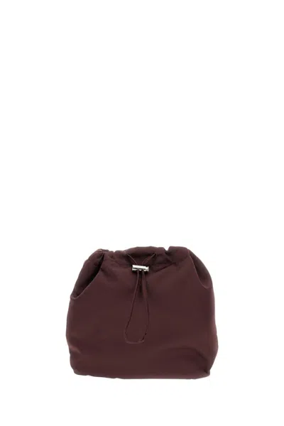 Plan C Bordeaux Round Bag With Drawstring Closure In Burgundy