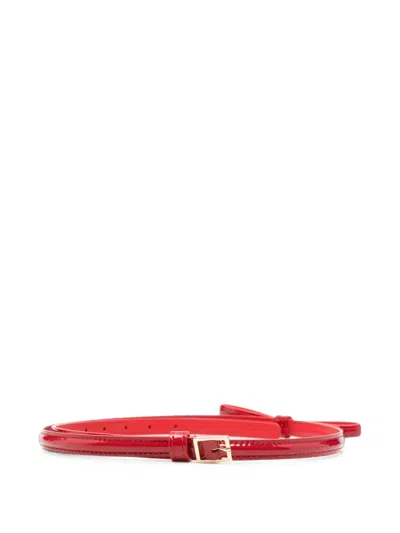 Plan C Bow-detail Patent-leather Belt In Red