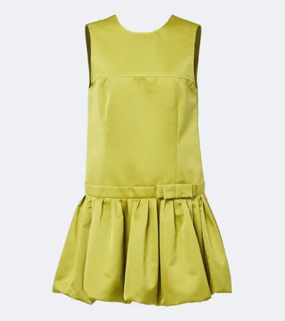 Plan C Bow-detail Satin Minidress In Green