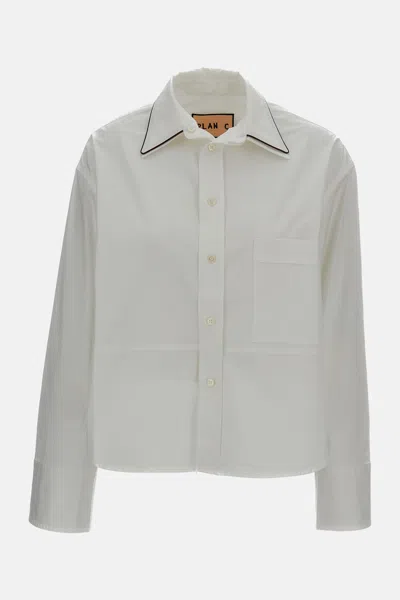 Plan C Boxy Shirt Piped Trim In White