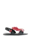 Plan C Black Cord Sandals In Black